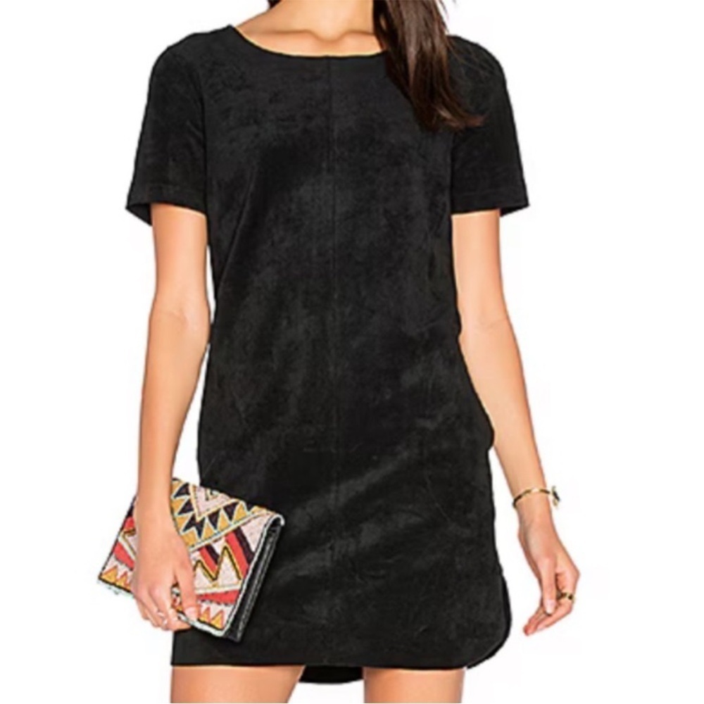 EUC Velvet by Graham & Spencer Reya Faux Suede Dress Black Oversized Small